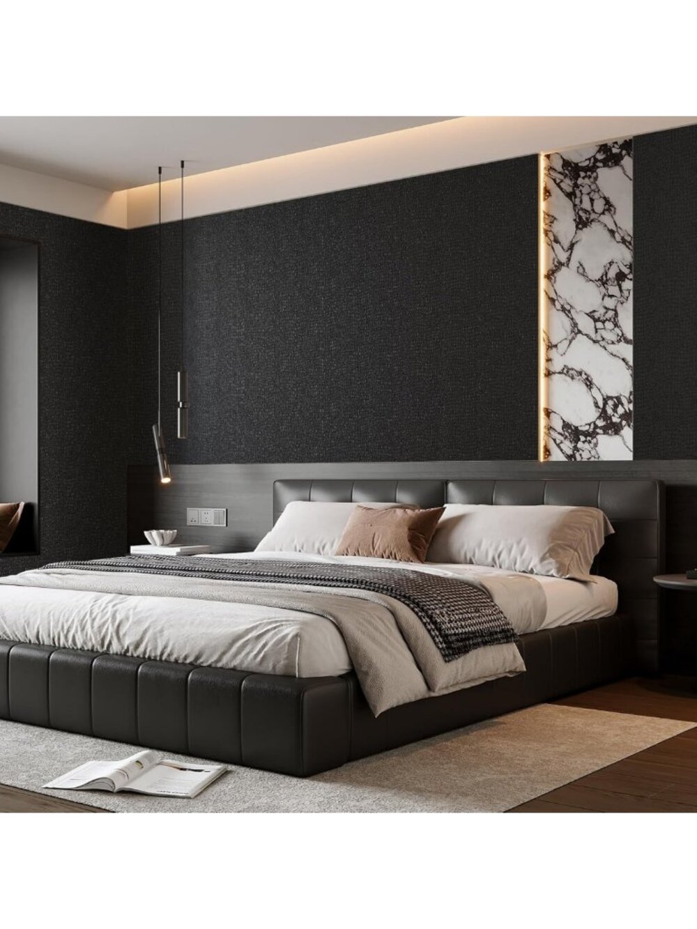 Black Crocodile Peel and Stick Wallpaper Roll, 17.3" x 590" - Easy DIY Home